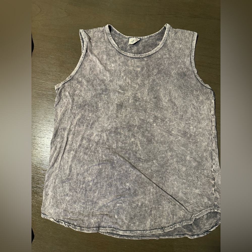 Casual Sleeveless Washed Black Top
